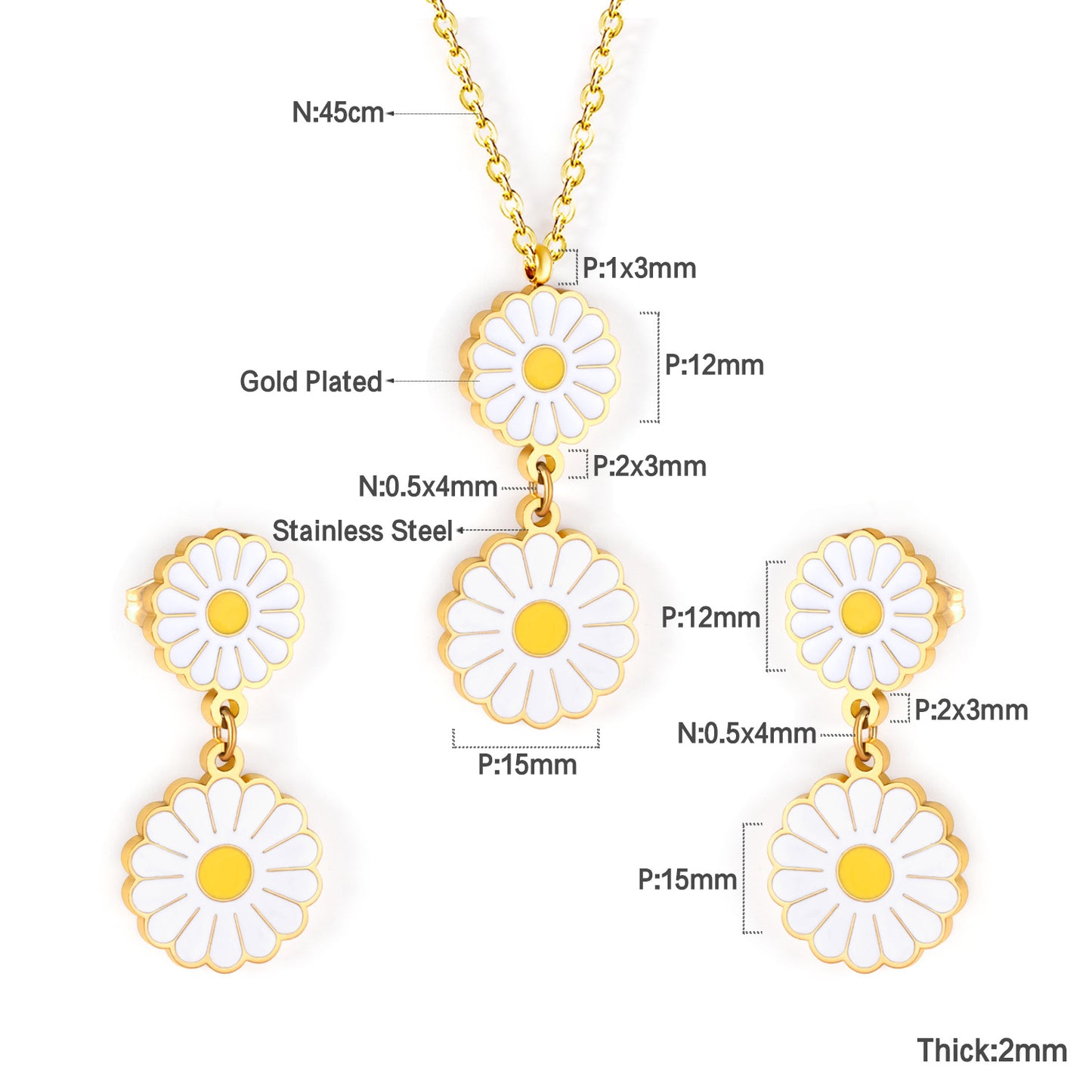 Daisy Flower Jewelry Set